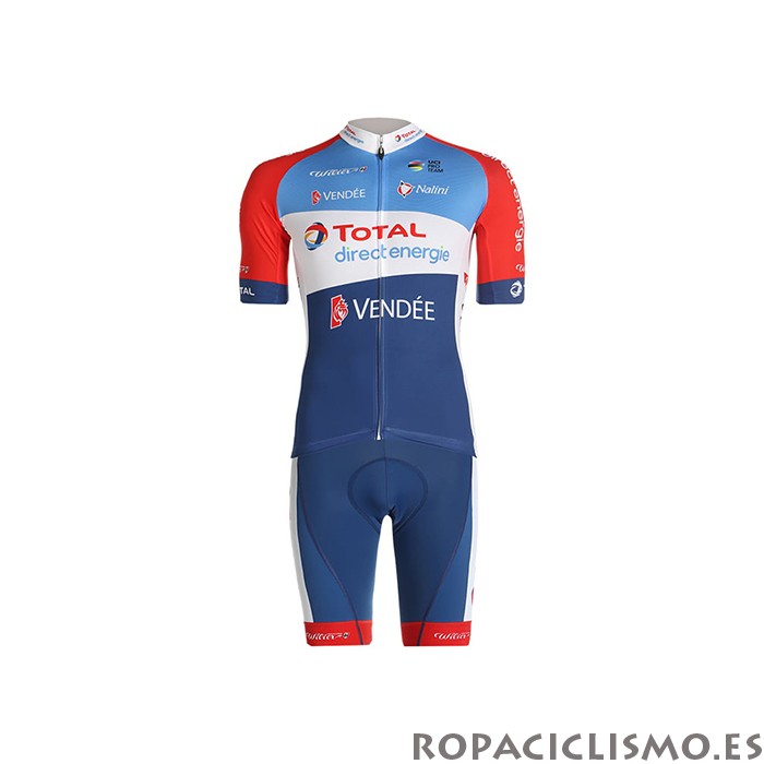 2021 Maillot Direct Energie Tirantes Mangas Cortas Azul Rojo Blanco